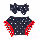 Black Tiny Minnie Heads & RED Pom Pom Shorties