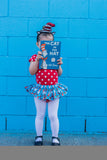 Blue Cat in the Hat Polka Dot Bloomer Skirt