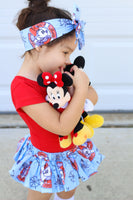 Baby Blue Sailor Mickey & Minnie Stripe Bloomer Skirt