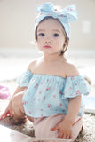 Baby Blue Tiny Rosebud Flutter Sleeve Top