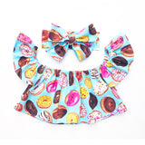 Colorful Donut Flutter Sleeve Top