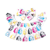 Colorful Faces Marilyn Monroe Flutter Sleeve Top