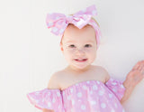 Baby Pink Polka Dot Flutter Sleeve Top
