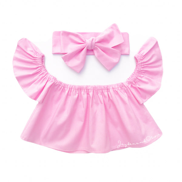 Baby Pink Flutter Sleeve Top