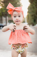 Coral LACE Crop Top