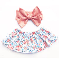 Baby Blue & Coral Floral Crop Top