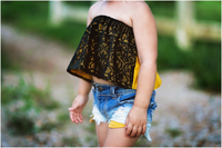 Yellow Canary & Black LACE Crop Top