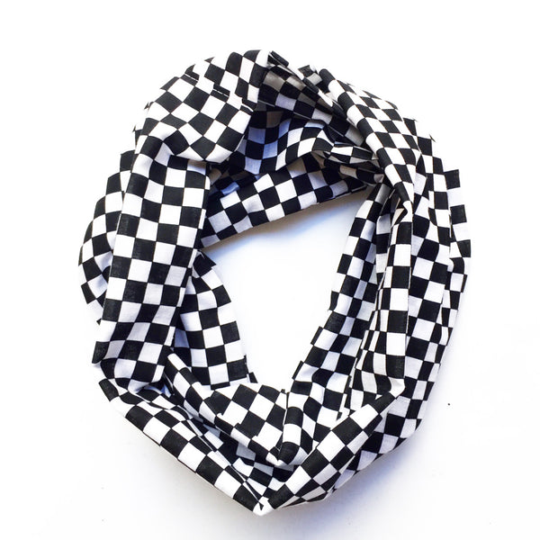 Black & White Checkered Infinity Scarf