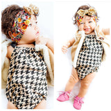 Black & Taupe Houndstooth Bubble Romper