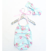 Baby Blue Shabby Chic Bubble Romper