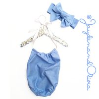 Baby Blue Solid Bubble Romper