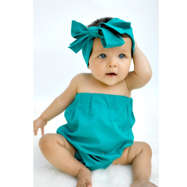 Solid Peacock Strapless Romper
