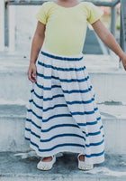 Navy Striped COTTON Maxi Skirt