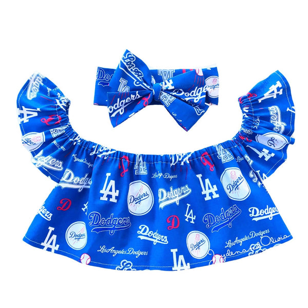 Dodgers Logo Flutter Sleeve Top