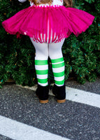 Green Hot Pink Stripe Elf Romper