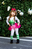 Green Hot Pink Stripe Elf Romper