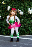 Green Hot Pink Stripe Elf Romper