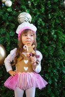 Pink Heart Gingerbread Girl Romper
