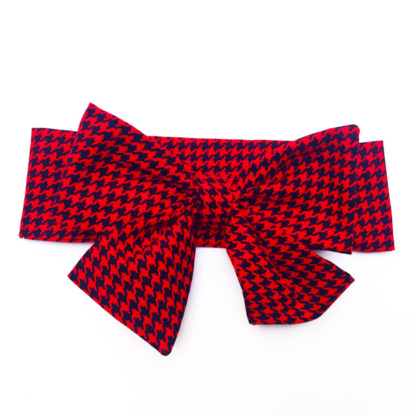 Tiny Black & Red Houndstooth Head Wrap