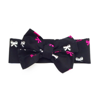 Black & Hot Pink Bow Head Wrap