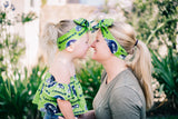 Lime Green Seattle Seahawks Mommy & Me Head Wrap SET