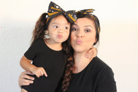 Black Steelers Mommy & Me Head Wrap SET