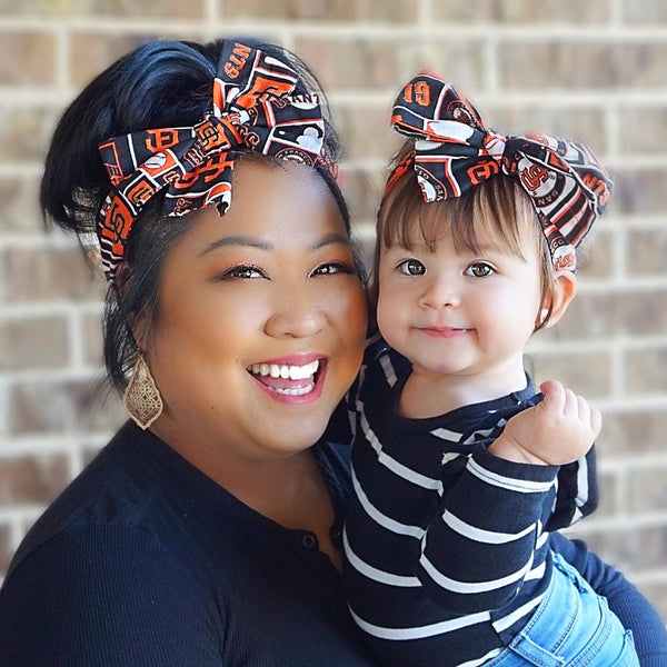 SF Giants Squares Mommy & Me Head Wrap SET
