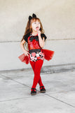 Red Sparkle Donuts VALENTINES Romper