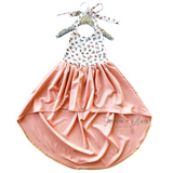 Coral Tiny Rosebud High-Low Dress