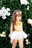 Gold SPARKLE Polka Dot NutCracker Romper