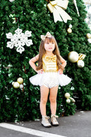 Gold SPARKLE Polka Dot NutCracker Romper