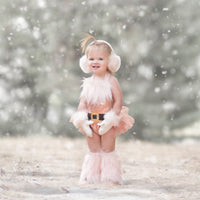 Extra Fluffy Sparkle BLUSH Santa Romper GOLD BUCKLE