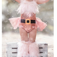 Extra Fluffy Sparkle BLUSH Santa Romper GOLD BUCKLE