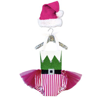 Green Hot Pink Stripe Elf Romper