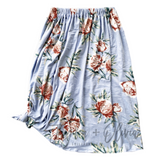 Baby Blue Coral Floral Maxi Skirt