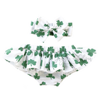 White 4 Leaf Clover ST. PATRICK'S DAY Bloomer Skirt