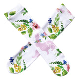 White Light Pink Bunny Floral Knee High Socks