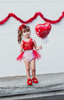 Sparkle Red WHITE Tiny Heart VALENTINES Romper