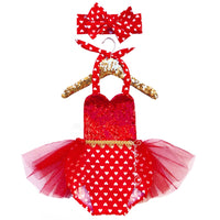 Sparkle FIRE Red Heart VALENTINES Romper