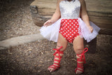 Sparkle SILVER Fire Red Heart VALENTINES Romper