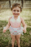 Sparkle Pink & White Bunny EASTER Romper