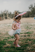 Sparkle Pink & Baby Blue Bunny EASTER Romper