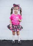 Pink Rose & Black Dot VALENTINES Bloomer Skirt