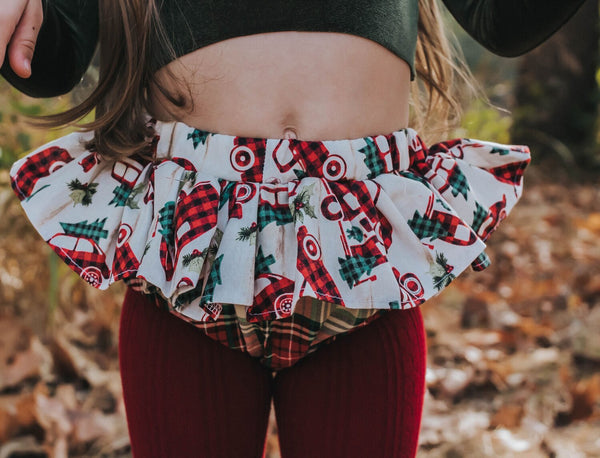 Plaid Christmas Trucks Bloomer Skirt
