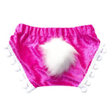 Bunny Tail HOT PINK Crushed Velvet Shorties