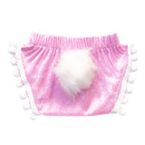 Bunny Tail BABY PINK Crushed Velvet Shorties