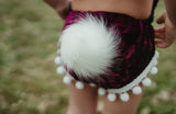 Bunny Tail CRANBERRY Crushed Velvet Shorties