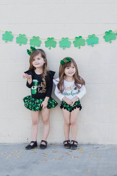 GOLD Glitter Four Leaf Clover ST. PATRICK'S DAY Shorties