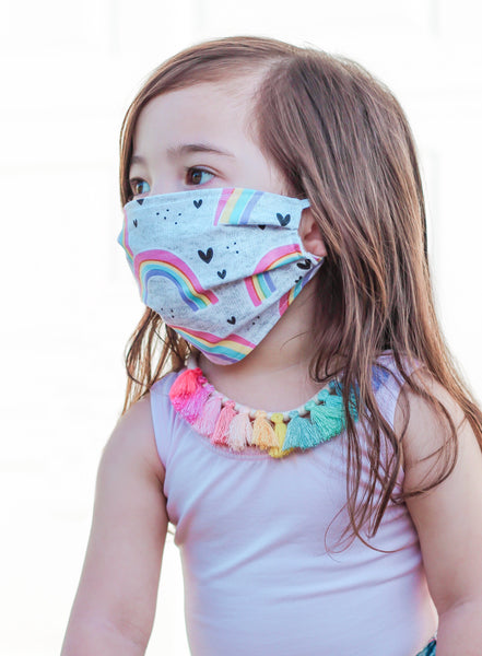 (KIDS) Grey Rainbow Face Mask