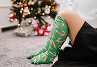 Green Candy Cane Knee High Socks